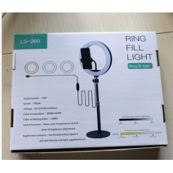 RING LIGHT LS-260-6 10.0" WITH PHONE HOLDER AND ADJUSTABLE STAND 3 COLOR LIGHT ADJUSTMENT BLACK